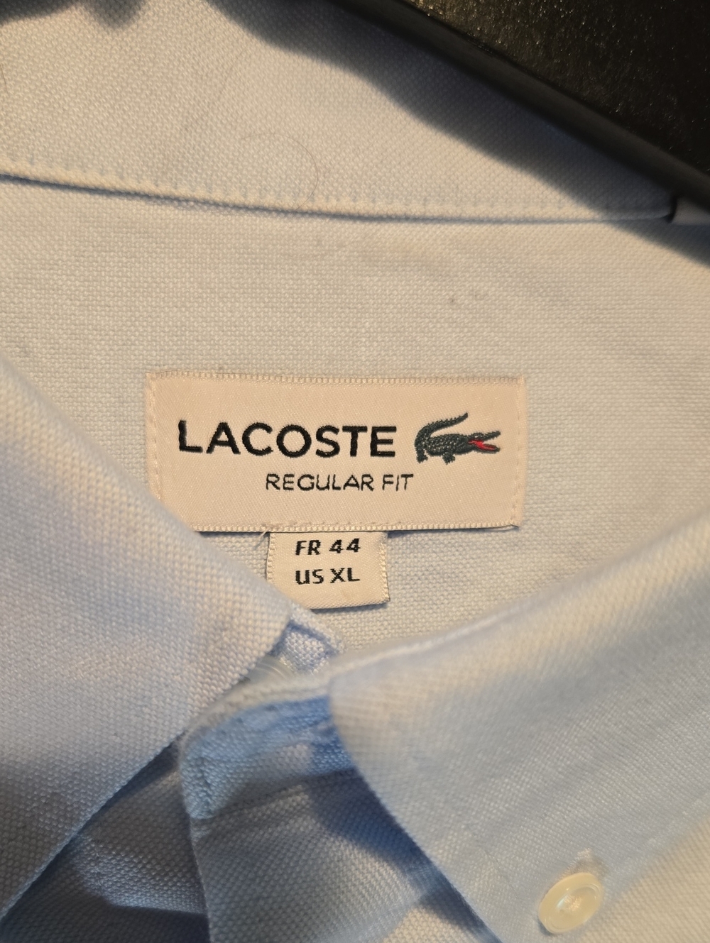 Lacoste Light Blue Regular Fit Button-Down Shirt with Green Croc Logo